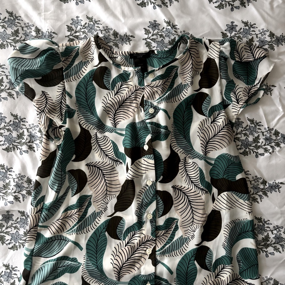 Ann Taylor Tropical Leaf Print Blouse